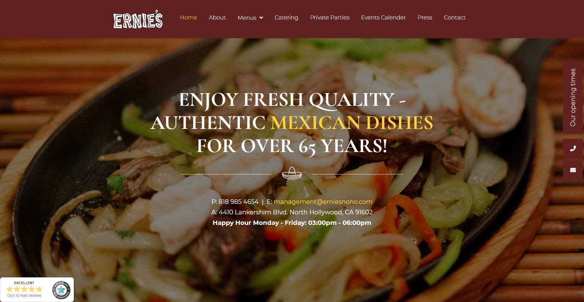 Ernies Mexican Restaurant Website